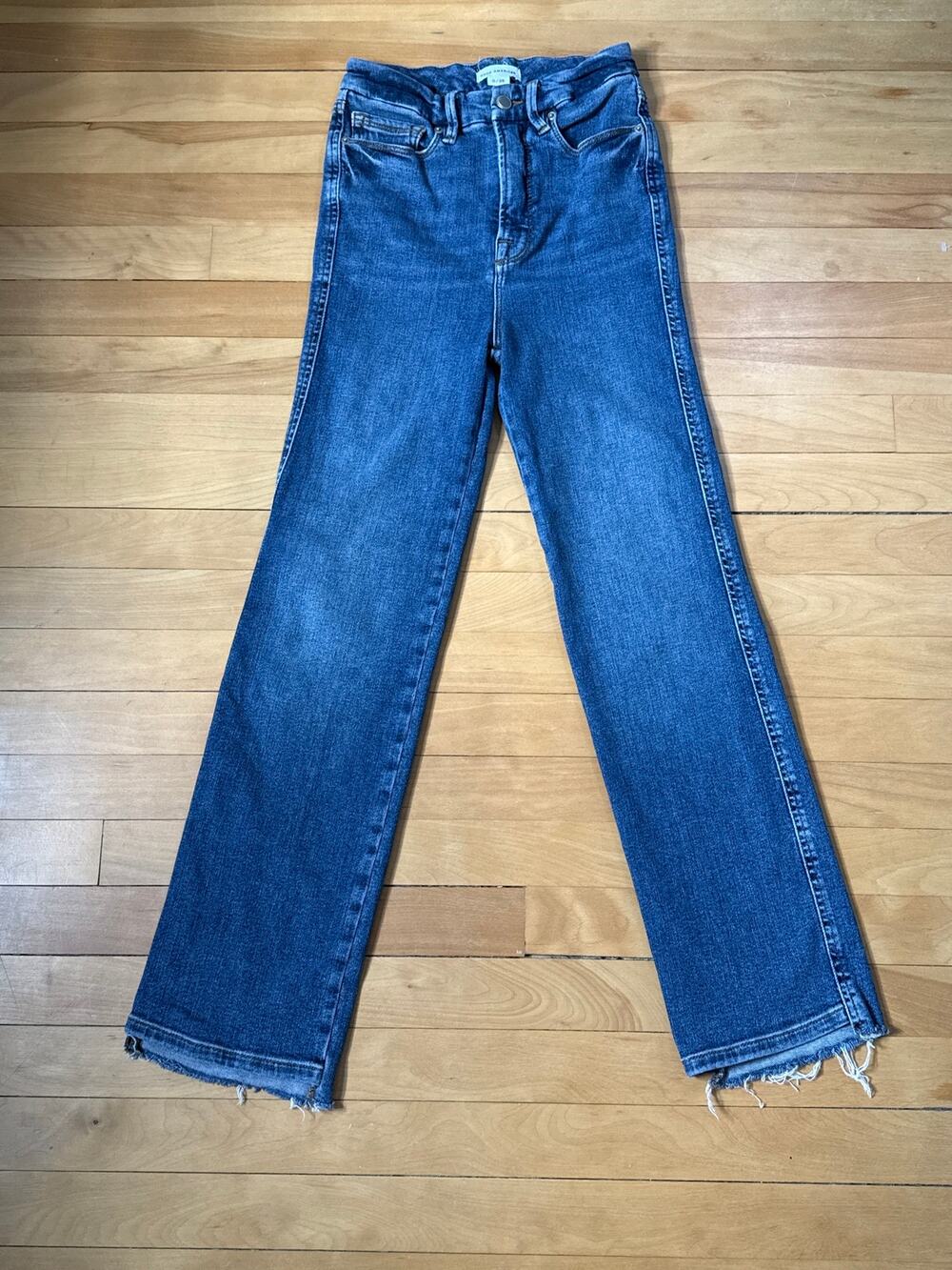 Good American Good Curve Straight Jeans Dark Wash 0 EUC